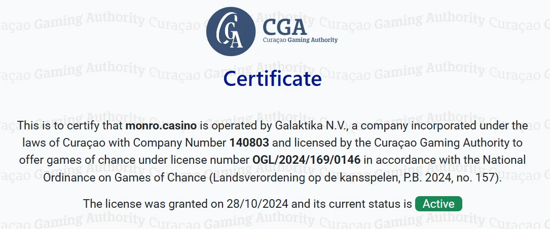 Monro Casino license
